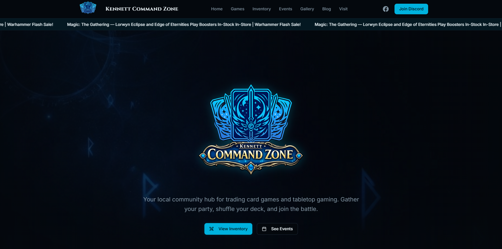Screenshot of the kennettcommandzone.com homepage